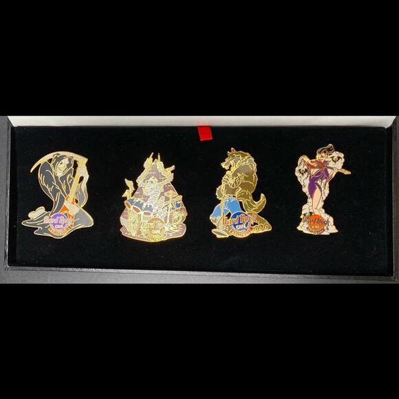 Hard Rock Cafe HOLLYWOOD 2000 HALLOWEEN ~ Monsters Band Limited Edition Pin Set - Picture 2 of 9